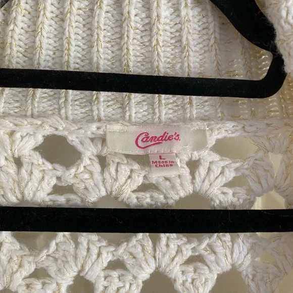 Candie's Cream Crochet Women's Shrug - Picture 2 of 5